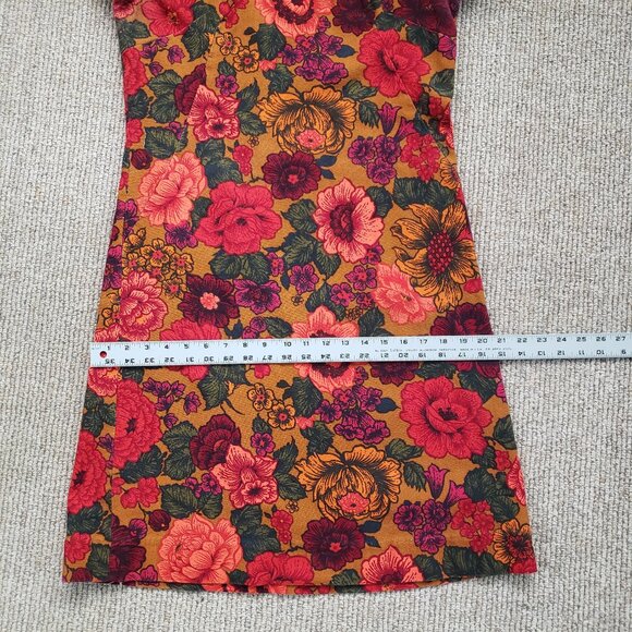 Vintage 60s Psychedelic Floral Hostess Dress Medium Barkcloth - Picture 9 of 11
